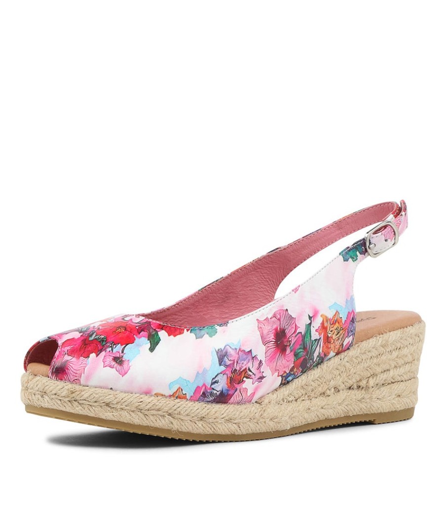 DJANGO & JULIETTE Saniarly Poppy Print Rope Leather Sandals | Espadrilles