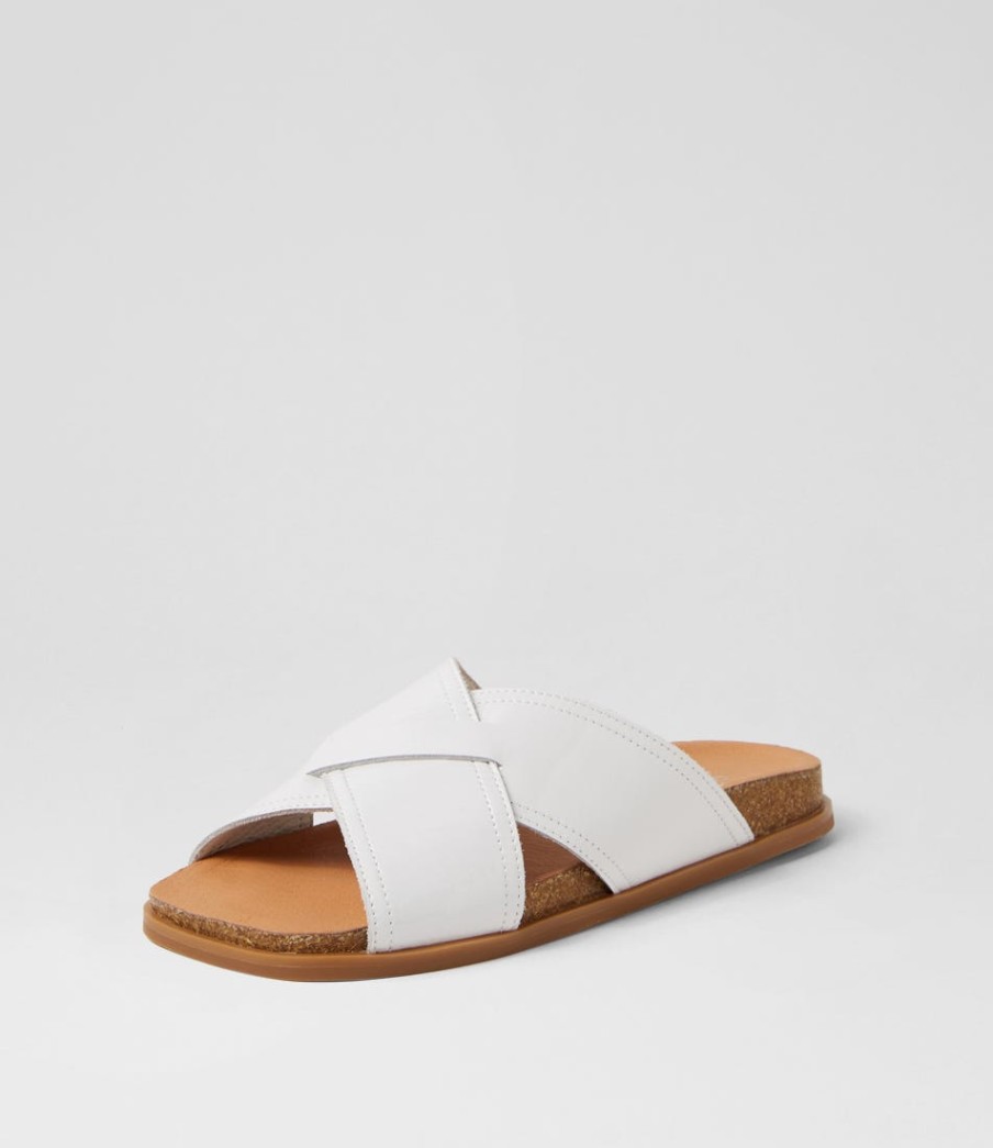 DJANGO & JULIETTE Nedal White Patent Leather Slides | Flats
