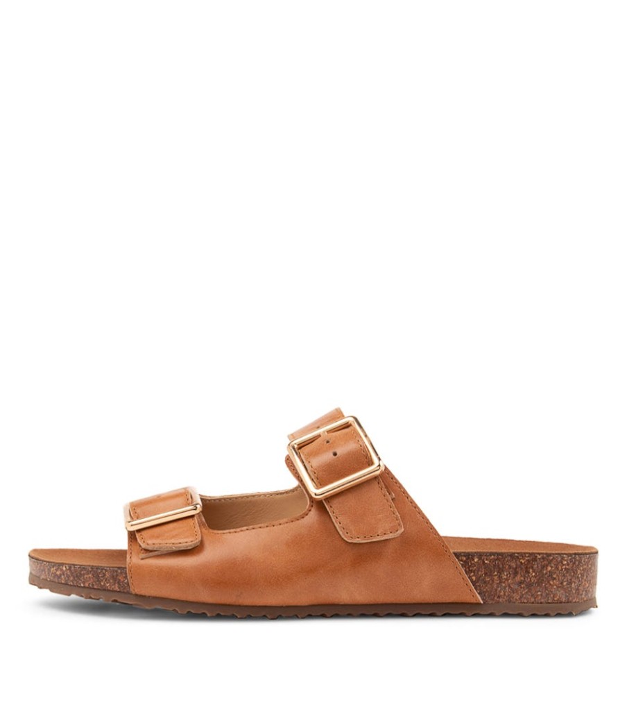ZIERA Makosa Xw Tan Leather Sandals | Flats