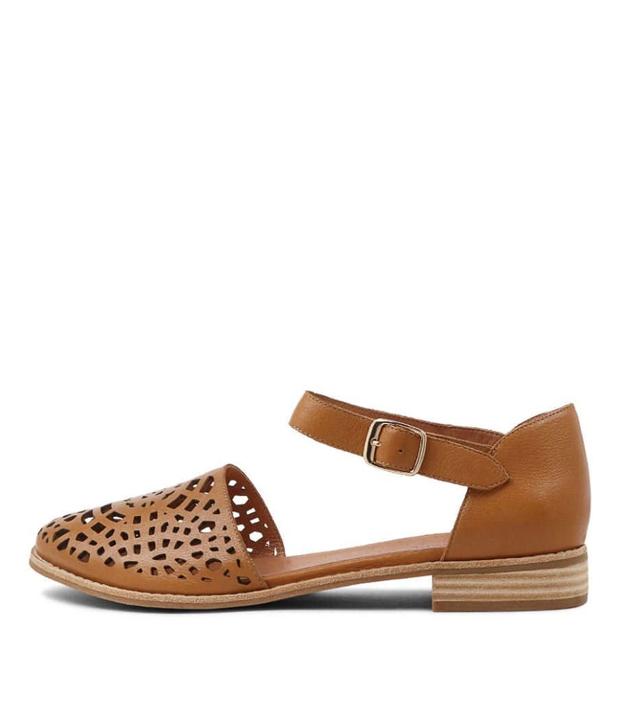 DJANGO & JULIETTE Averate Tan Leather Flat Shoes | Flats