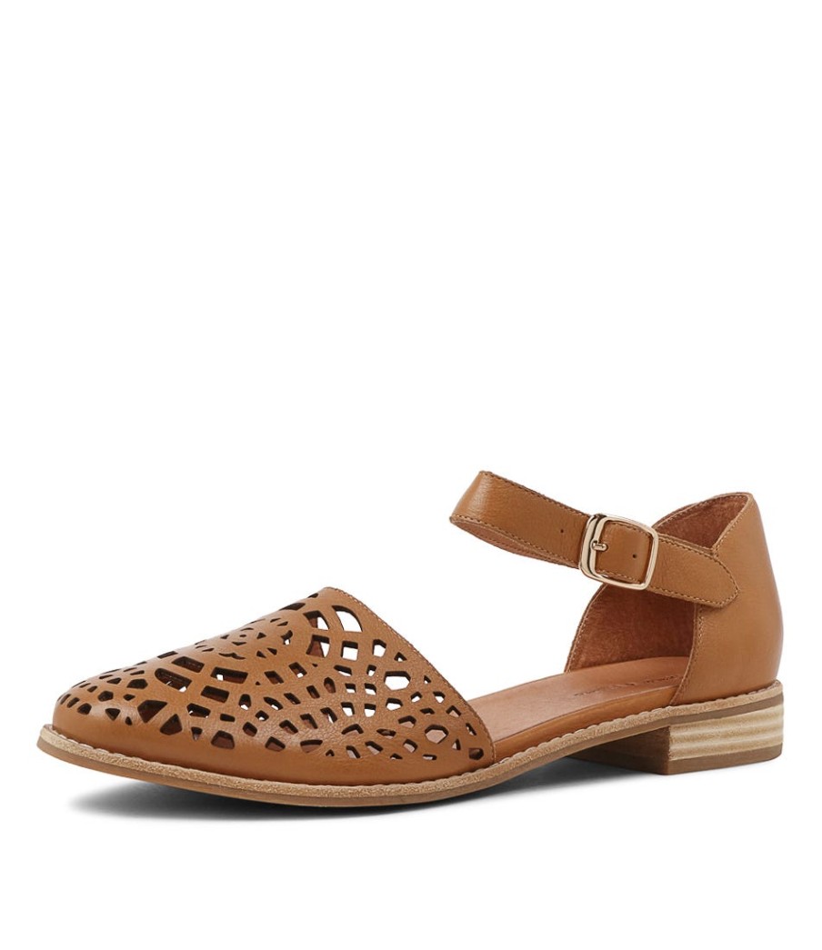 DJANGO & JULIETTE Averate Tan Leather Flat Shoes | Flats