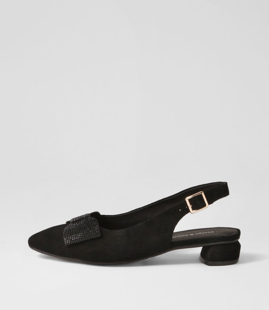 DJANGO & JULIETTE Floriest Black Suede Flat Shoes | Flats