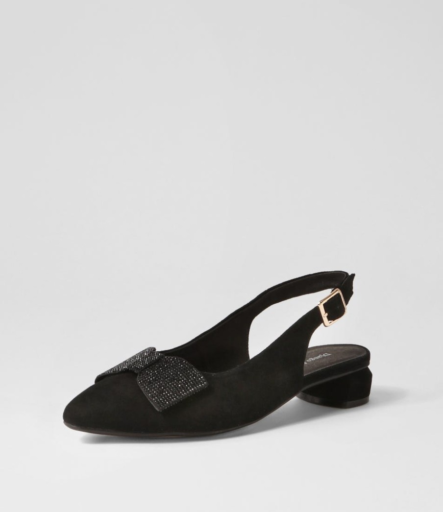 DJANGO & JULIETTE Floriest Black Suede Flat Shoes | Flats